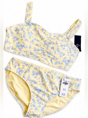 Abercrombie kids Yellow & Blue Floral Bikini Swim Set Size 17/18 NEW WITH TAGS